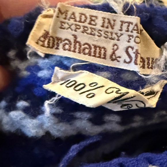 VINTAGE 70’S ABRAHAM & STRAUS INDIAN - BLUE MULTI - Sweater wool - Picture 2 of 6